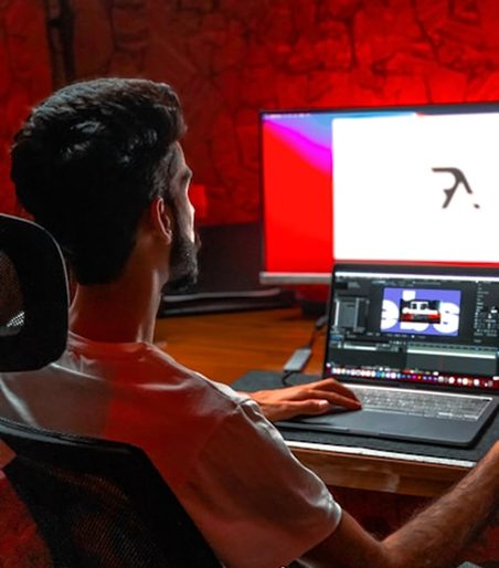 Karam at the workstation, mid-session.