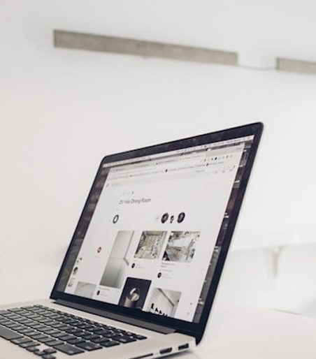 Laptop showing a project gallery.